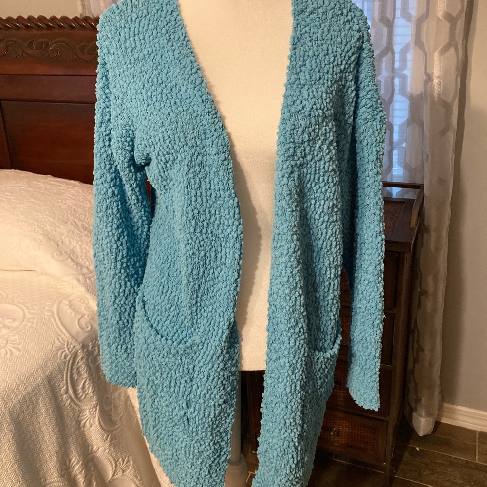 Vestidos Robin’s Egg / Tiffany Blue Popcorn Teddy Cardigan Sweater